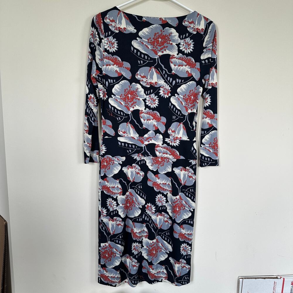 Tory Burch Silk Floral Knee Length Sheath Dress Women Size SMALL 3/4 Sleeves - Picture 6 of 10